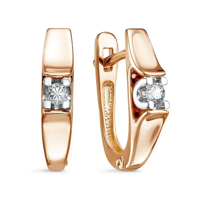 Серьги с английским замком из комбинированного золота