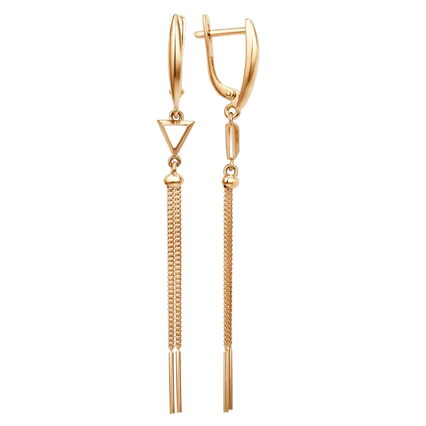 Серьги подвесные из красного золота