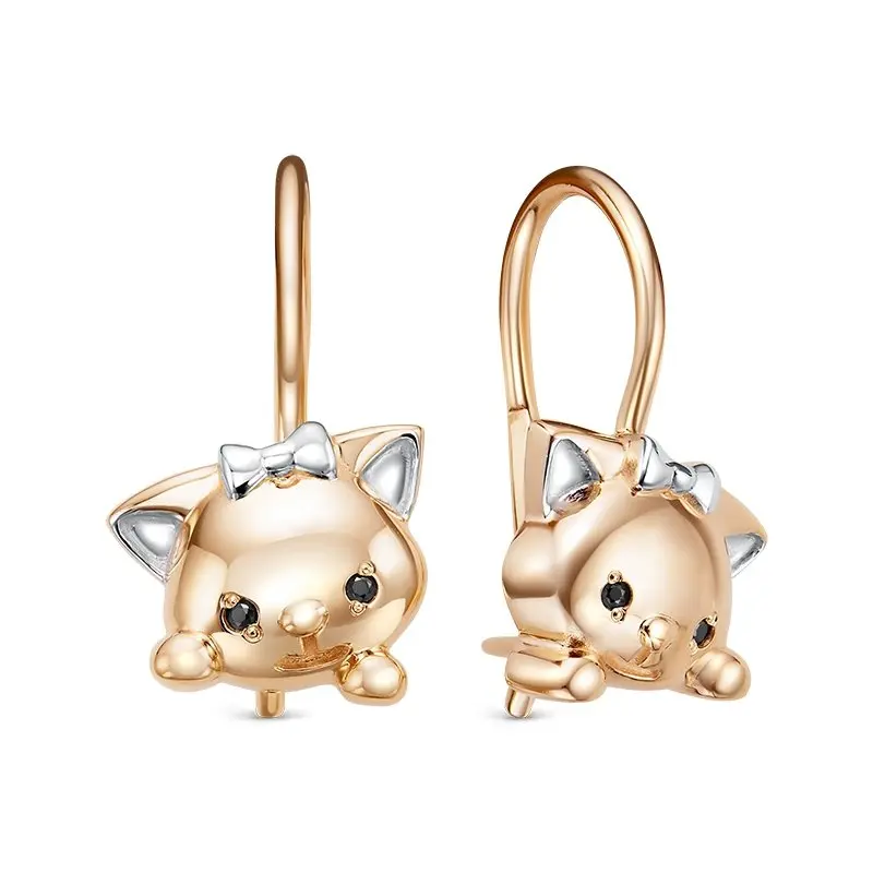 Серьги детские из комбинированного золота