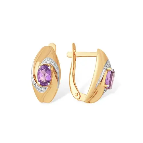 Серьги с английским замком из красного золота