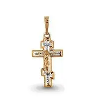 Подвеска крест из комбинированного золота