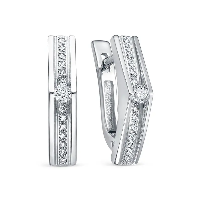 Серьги с английским замком из белого золота