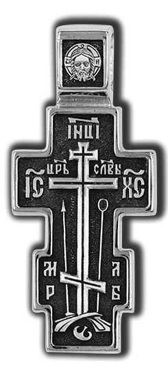 Подвеска крест из черного серебра