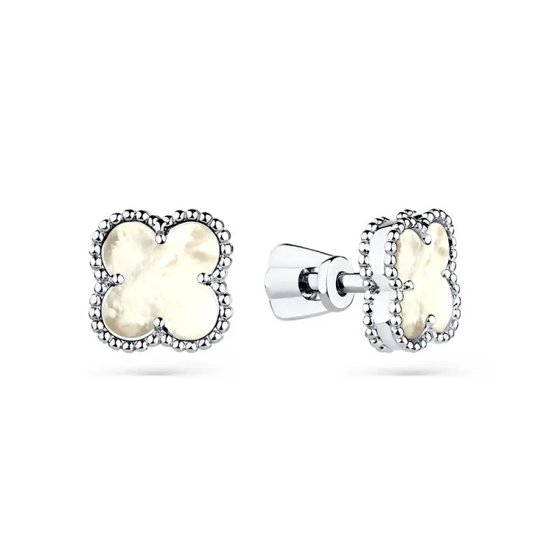 Серьги пуссеты из белого золота