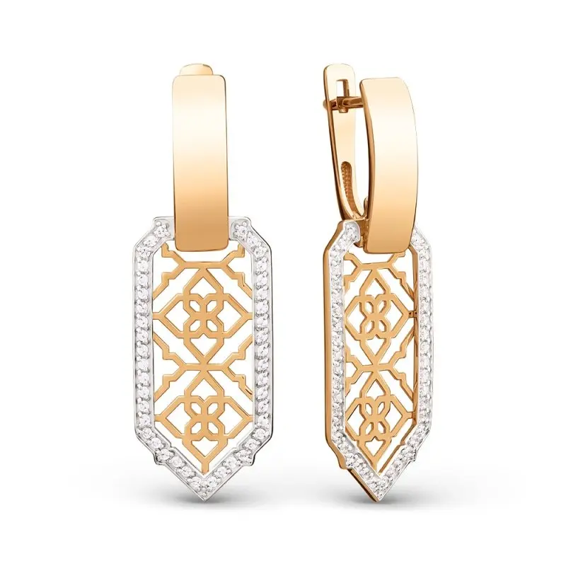 Серьги подвесные из красного золота