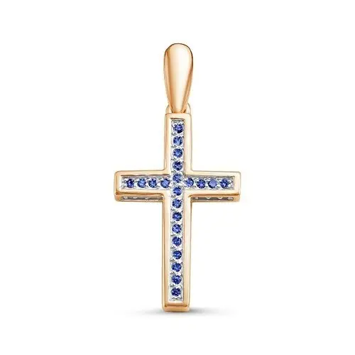 Подвеска декоративный крест из комбинированного золота