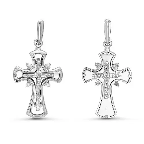 Подвеска крест из комбинированного золота с бриллиантами