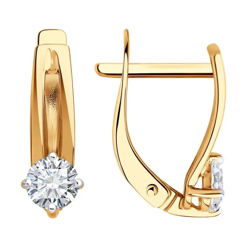 Серьги с английским замком из красного золота