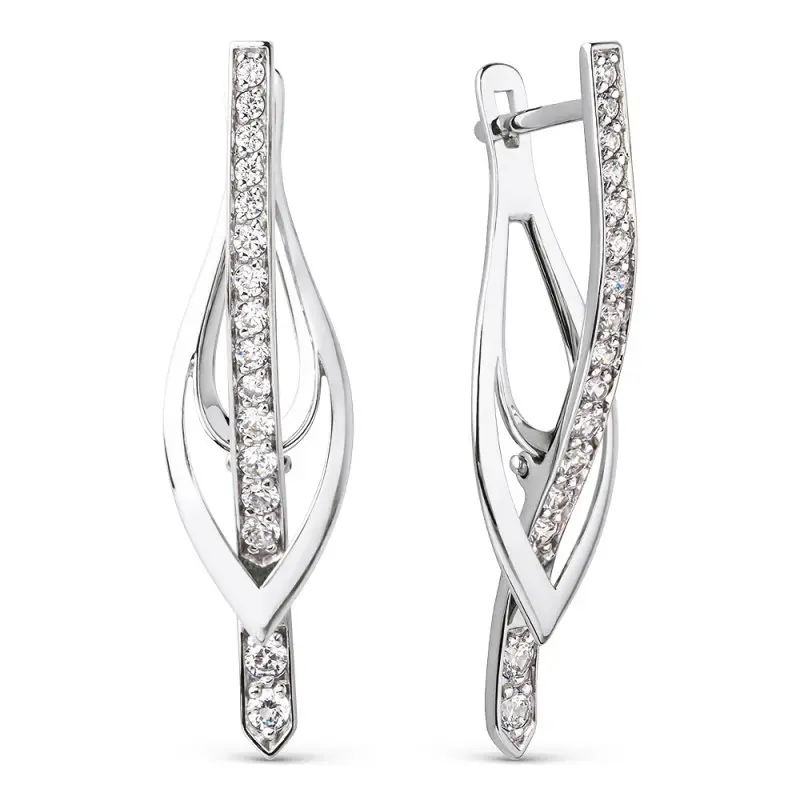 Серьги с английским замком из белого золота