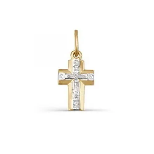 Подвеска крест из комбинированного золота