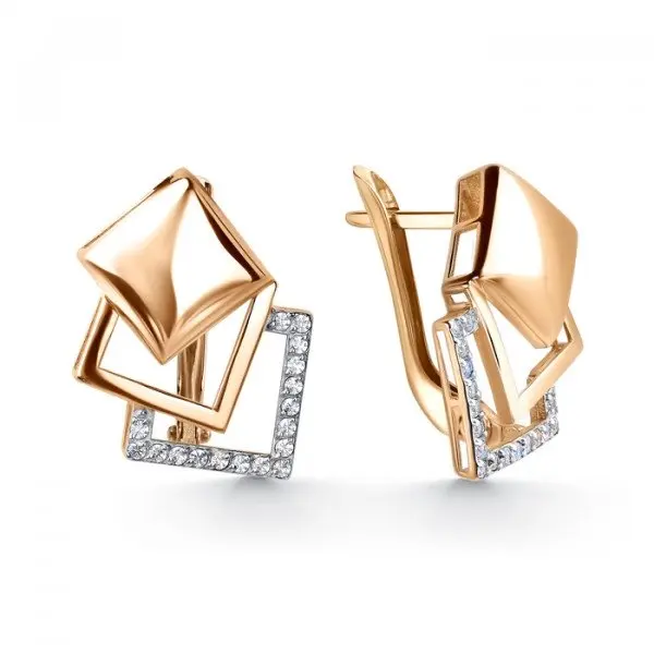 Серьги с английским замком из красного золота