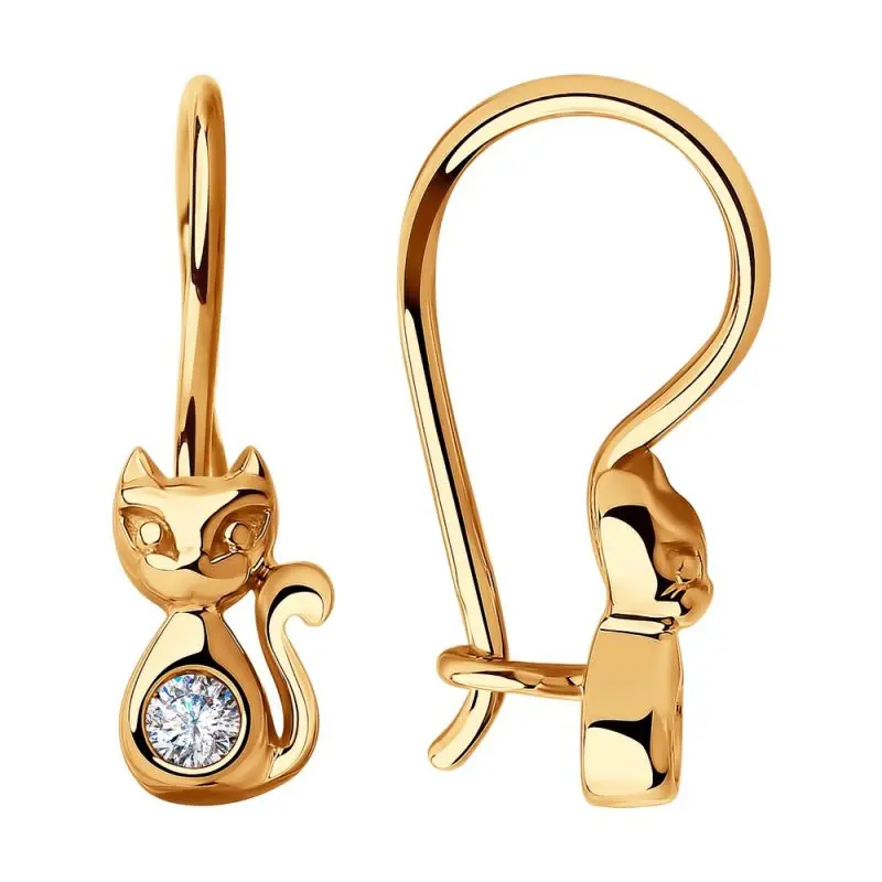 Серьги детские из красного золота