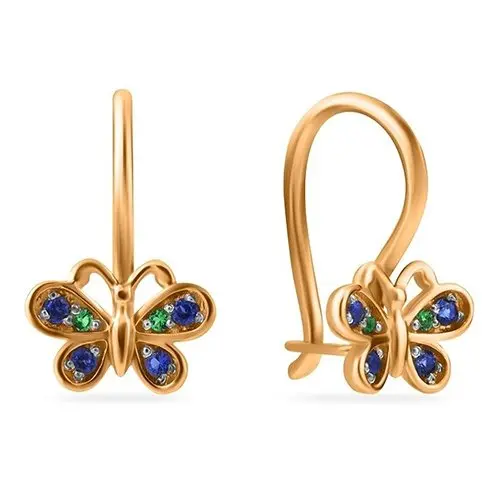 Серьги детские из комбинированного золота