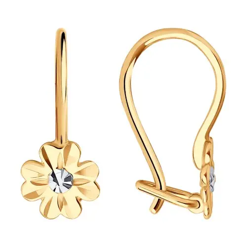 Серьги детские из красного золота