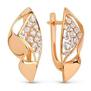 Серьги с английским замком из красного золота