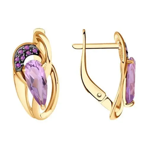 Серьги с английским замком из красного золота