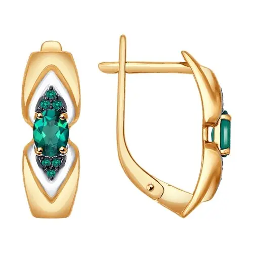 Серьги с английским замком из комбинированного золота