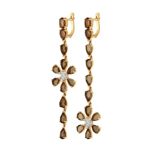 Серьги подвесные из красного золота