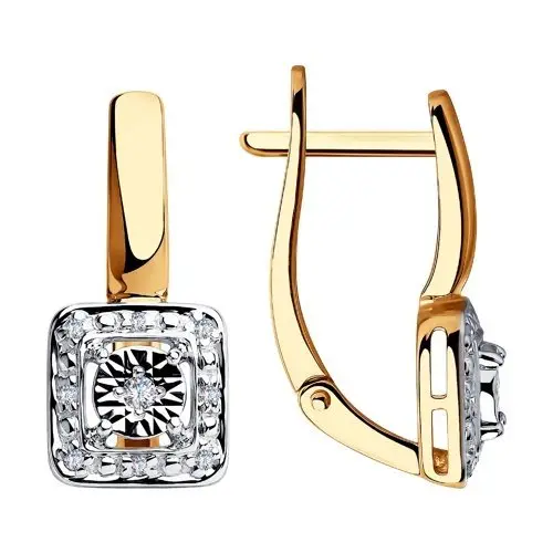 Серьги с английским замком из комбинированного золота