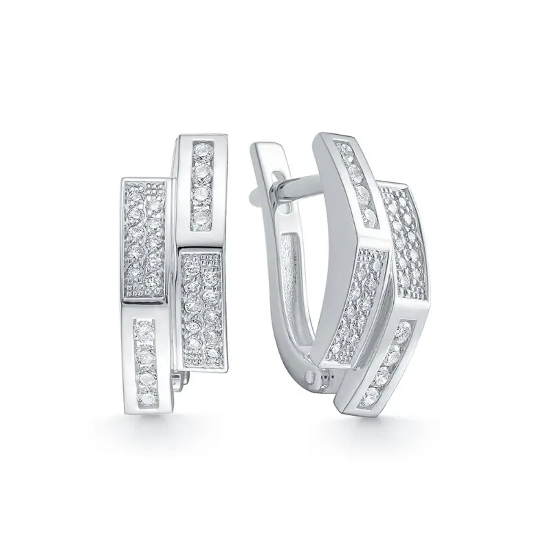 Серьги с английским замком из белого золота