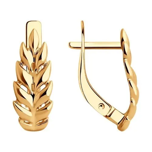 Серьги с английским замком из красного золота