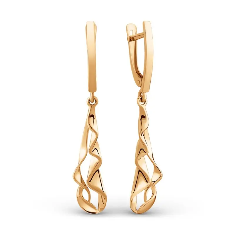 Серьги подвесные из красного золота