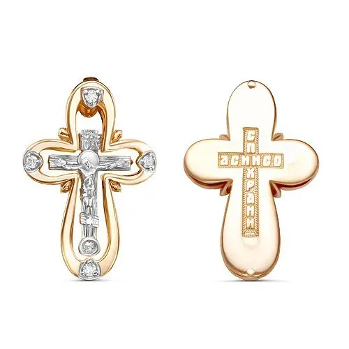 Подвеска крест из белого золота с бриллиантами