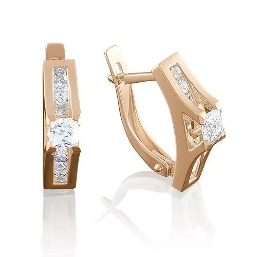 Серьги с английским замком из красного золота