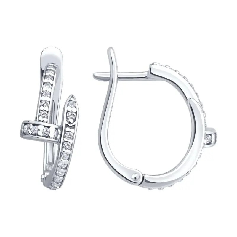 Серьги с английским замком из серебра