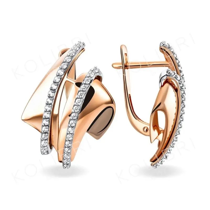 Серьги с английским замком из красного золота