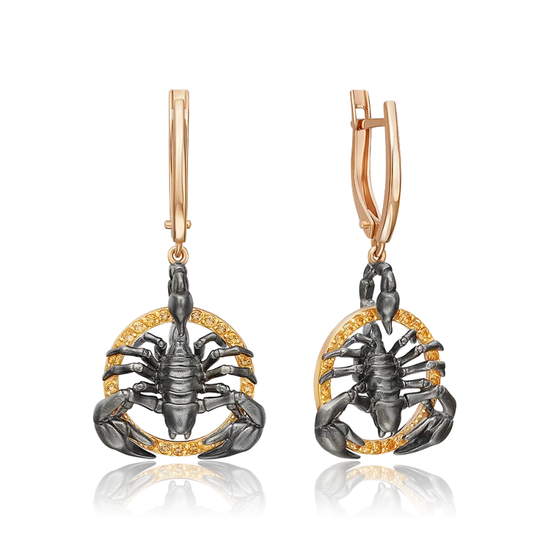 Серьги подвесные из красного золота