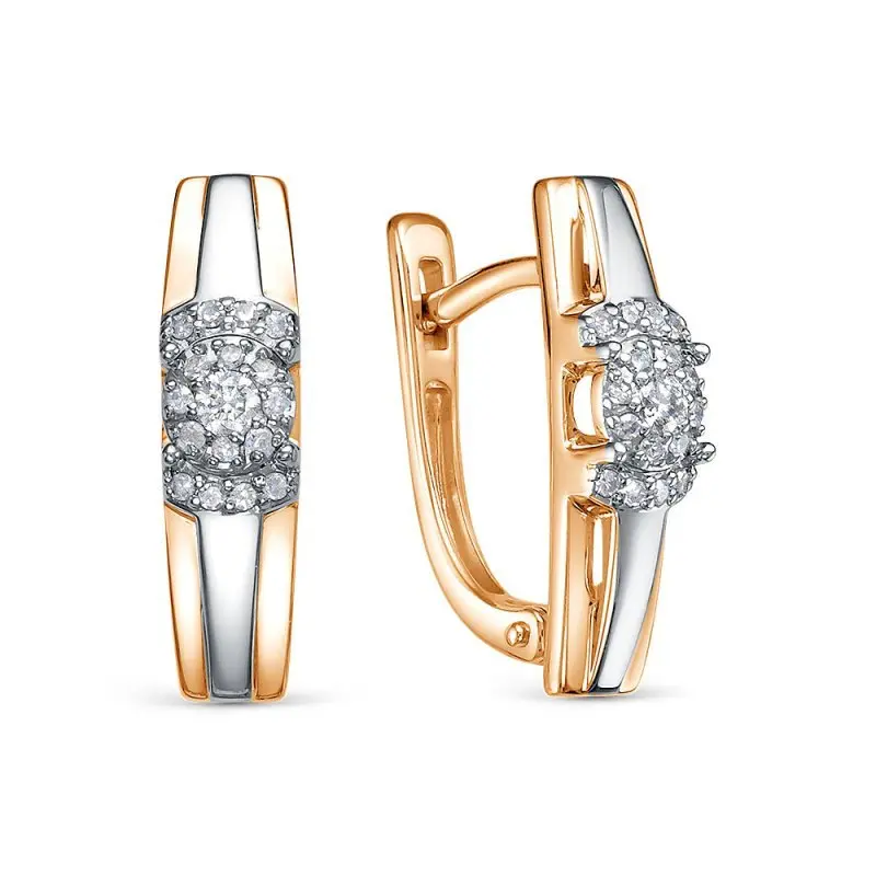 Серьги с английским замком из комбинированного золота