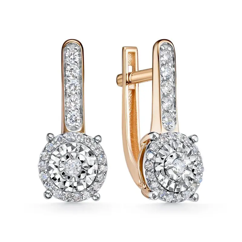 Серьги с английским замком из комбинированного золота