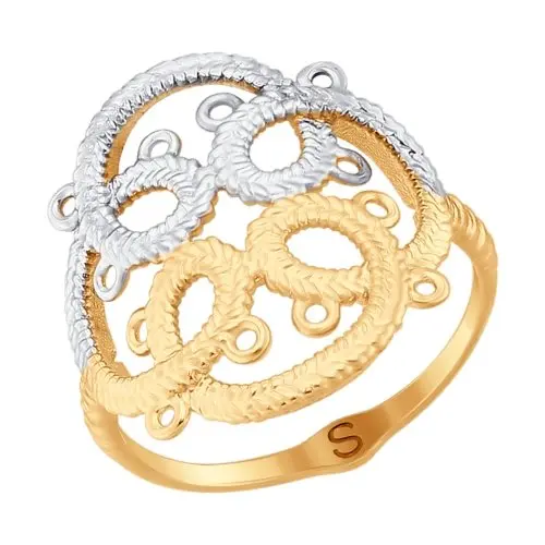 Кольцо декоративное из комбинированного золота