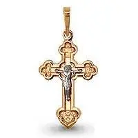 Подвеска крест из комбинированного золота