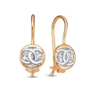 Серьги детские из комбинированного золота