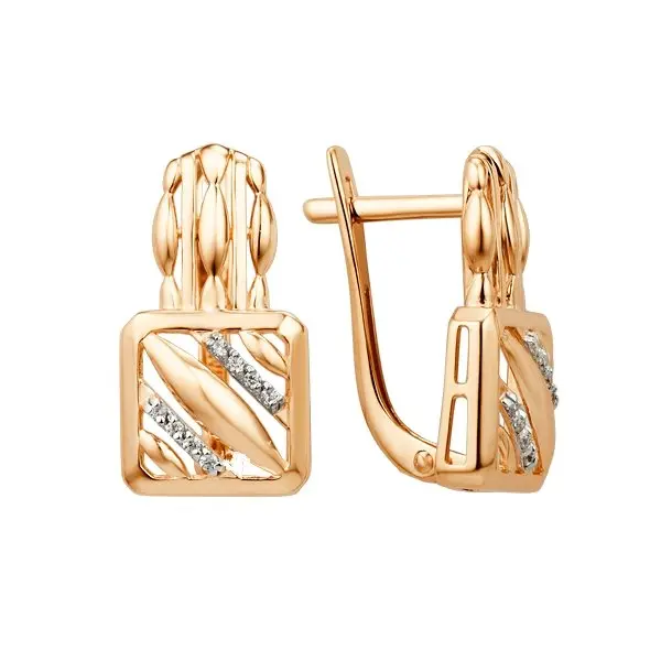 Серьги с английским замком из красного золота