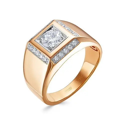 Печатка из белого золота с бриллиантами