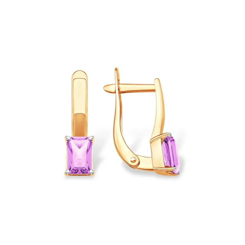 Серьги с английским замком из красного золота