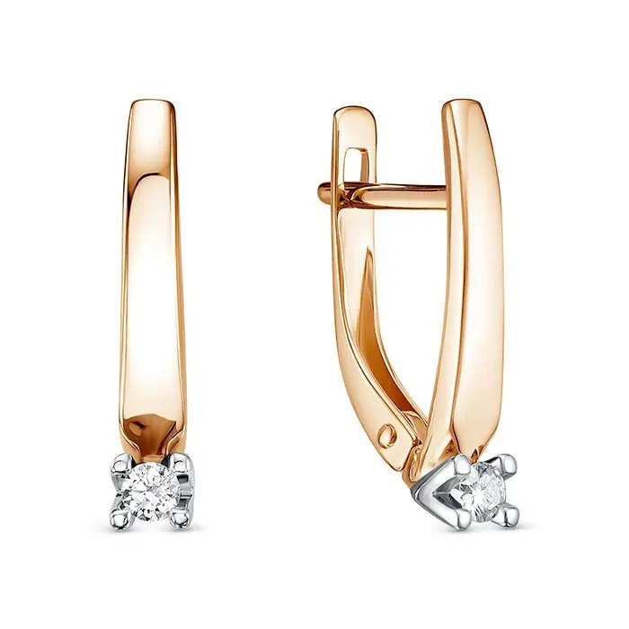 Серьги с английским замком из комбинированного золота