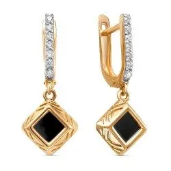 Серьги подвесные из красного золота