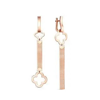 Серьги подвесные из красного золота