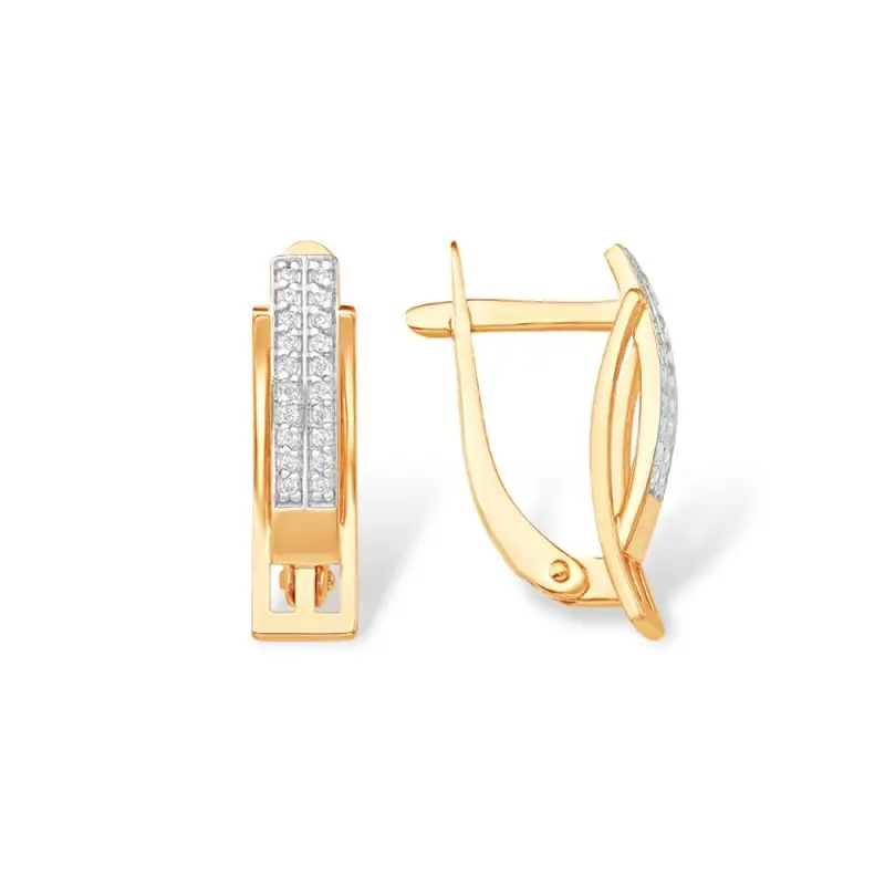 Серьги с английским замком из красного золота