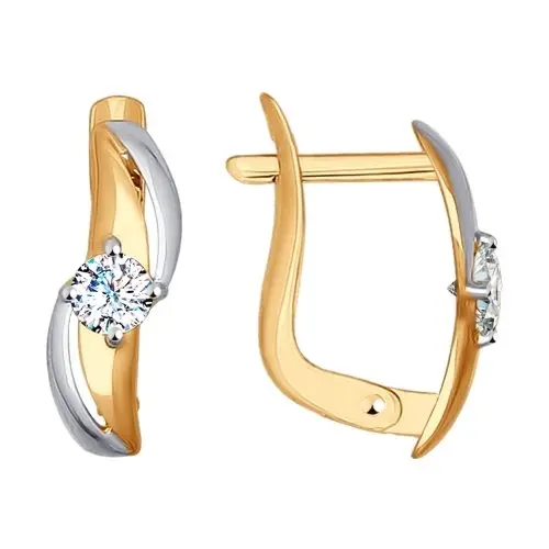 Серьги с английским замком из комбинированного золота