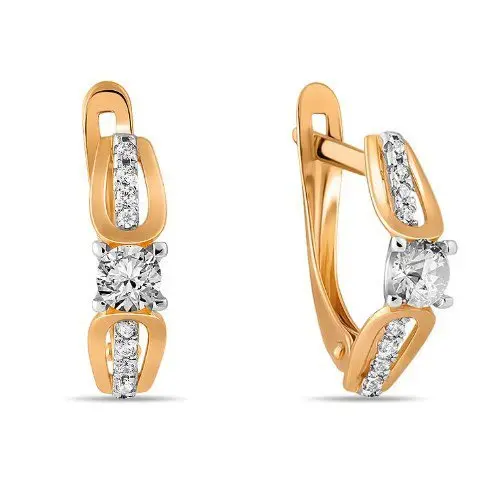 Серьги с английским замком из красного золота