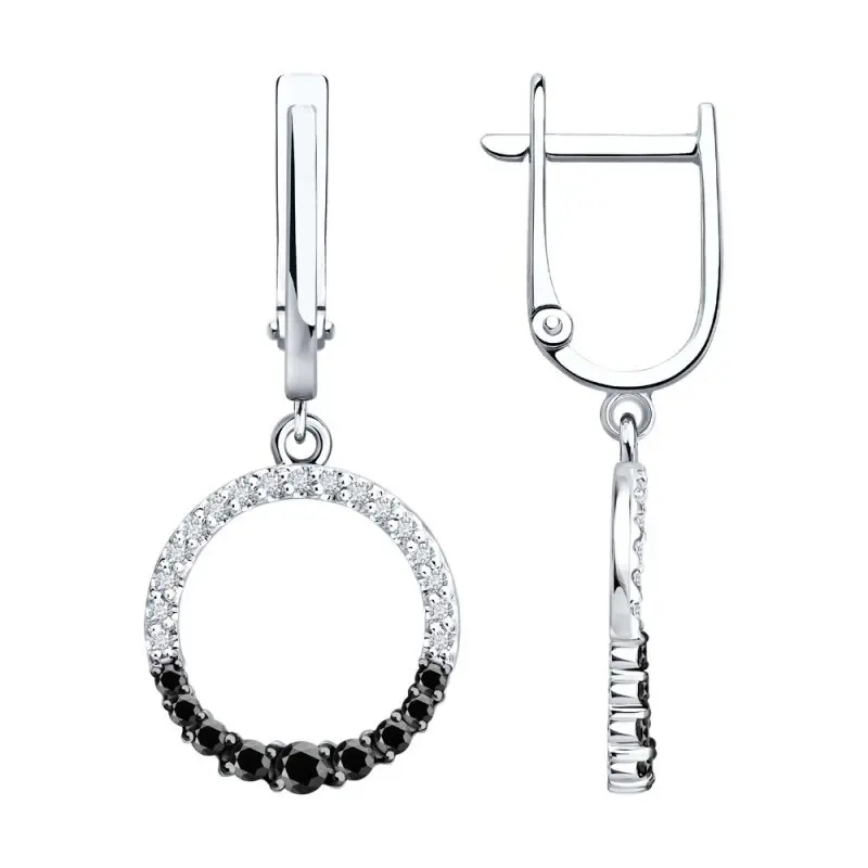 Серьги подвесные из белого золота