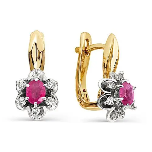 Серьги с английским замком из комбинированного золота