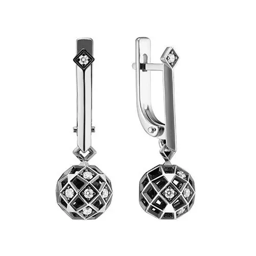 Серьги подвесные из белого золота