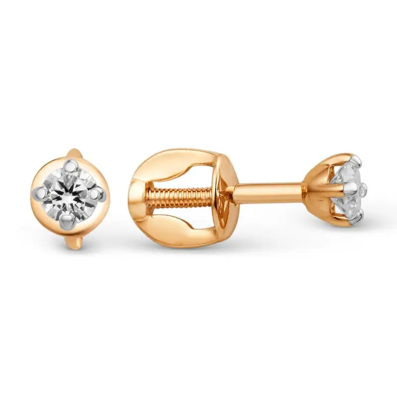 Серьги одиночные из красного золота