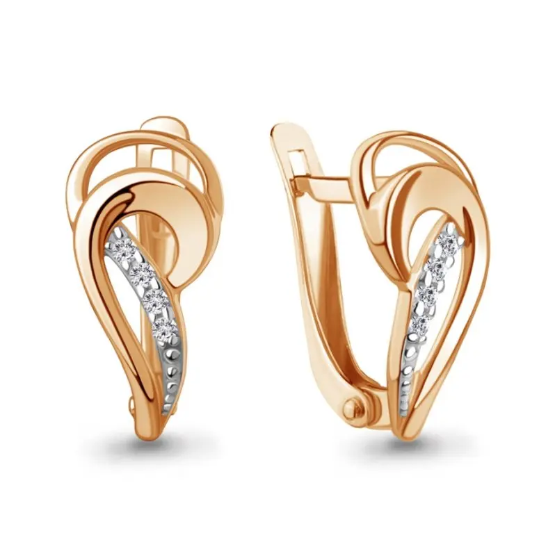 Серьги с английским замком из красного золота